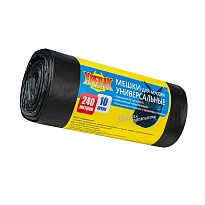 Мешки для мусора 240 л, черные, в рулоне 10 шт., ПНД 40 мкм, 1250х1000 мм, Крепак, 4607075710153 в Сочи