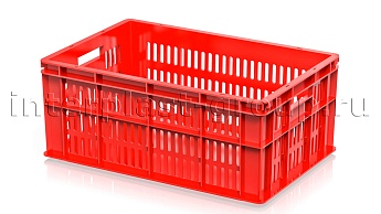 Ящик для молока, мяса, овощей и фруктов большая перфорация дно сплошное красный в Сочи