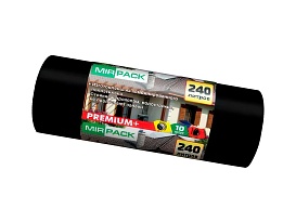 Мешки для мусора 240 л, ароматизированные, черные, в рулоне 10 шт., ПВД 45 мкм, 1300х930 мм, PREMIUM+, 24010830 в Сочи