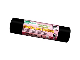 Мешки для мусора 180 л, ароматизированные, черные, в рулоне 10 шт., ПВД, 50 мкм, 1100х930 мм, EXTRA black, 18008301 в Сочи