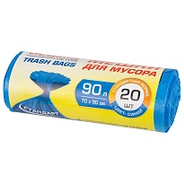 Мешки для мусора 90 л, синие, в рулоне 20 шт., ПНД, 14 мкм, 900х700 мм, LAIMA ULTRA, 607693 в Сочи