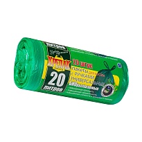 Мешки для мусора 20 л, биоразлагаемые, с ручками, черные, в рулоне 30 шт., ПНД, 10 мкм, 550х440 мм, Крепак, 4607075710047 в Сочи