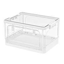 Ящик пластиковый складной прозрачный, дно белое, 360х235х230 мм, с колесиками в Сочи Ящик пластиковый складной прозрачный, дно белое, 360х235х230 мм, с колесиками в Сочи