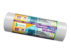 Мешки для мусора 60 л, белые, в рулоне 20 шт., ПНД, 7 мкм, 700х600 мм, MIRPACK Classik, 602052