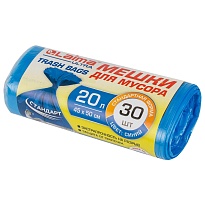 Мешки для мусора 20 л, синие, в рулоне 30 шт., ПНД, 8 мкм, 500х450 мм, LAIMA, 607682 в Сочи