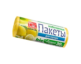 Мешки для мусора 30 л, ароматизированные, Лимон, желтые, в рулоне 20 шт., ПНД, 9 мкм, 560х530 мм, GRIFON Aroma, 101-020 Li в Сочи Мешки для мусора 30 л, ароматизированные, Лимон, желтые, в рулоне 20 шт., ПНД, 9 мкм, 560х530 мм, GRIFON Aroma, 101-020 Li в Сочи