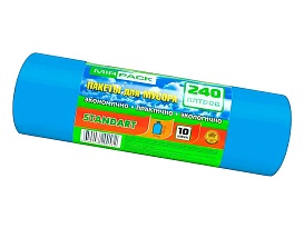 Мешки для мусора 240 л, ароматизированные, синие, в рулоне 10 шт., ПВД 30 мкм, 1300х930 мм, STANDART, 24010661 в Сочи Мешки для мусора 240 л, ароматизированные, синие, в рулоне 10 шт., ПВД 30 мкм, 1300х930 мм, STANDART, 24010661 в Сочи