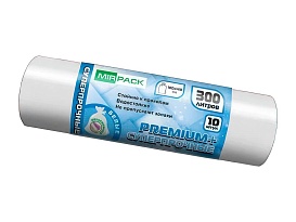Мешки для мусора 300 л, белые, в рулоне 10 шт., ПВД 70 мкм, 1400х1000 мм, PREMIUM+, 300101602 в Сочи