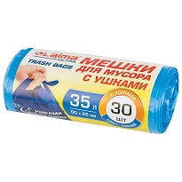Мешки для мусора 35 л, с ушками, синие, в рулоне 30 шт., ПНД, 11 мкм, 650х500 мм, LAIMA ULTRA, 607684 в Сочи
